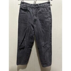 Vintage Paco Jeans Kids Size 7 Black Skater Pants Dark Wash Distressed
